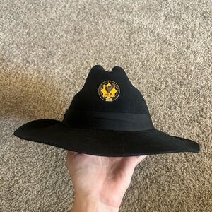 US ARMY STETSON Cavalry Felt Hat Black Size 6 3/4 54 Men's Cowboy Animo et fide